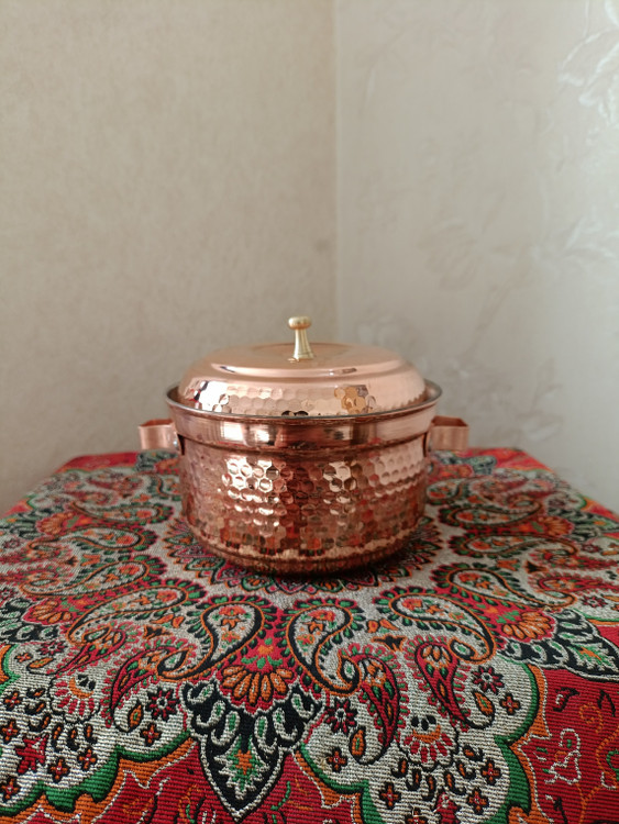 قابلمه مسی چکشی با قلع کاری داخل دست ساز زنجان