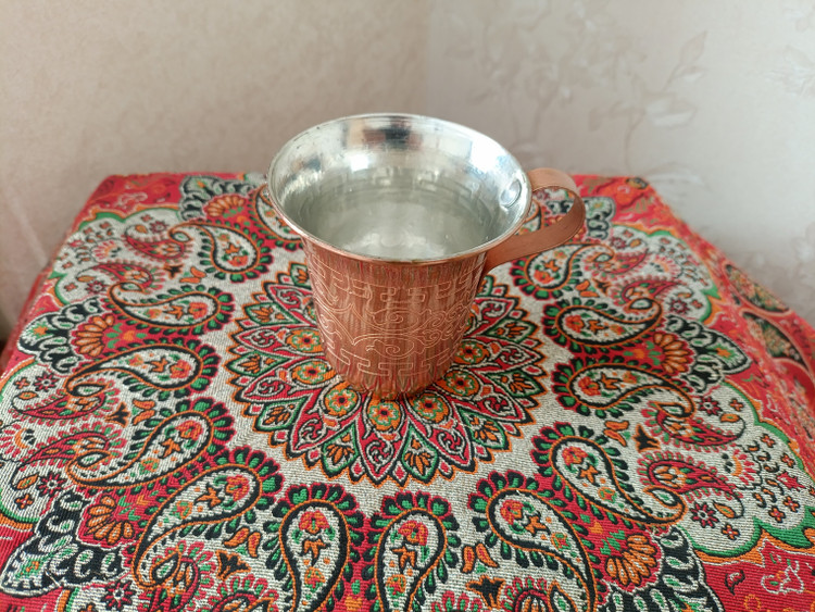 لیوان مسی با طراحی لیزری با قلعکاری داخل و روکش نانو دستساز زنجان