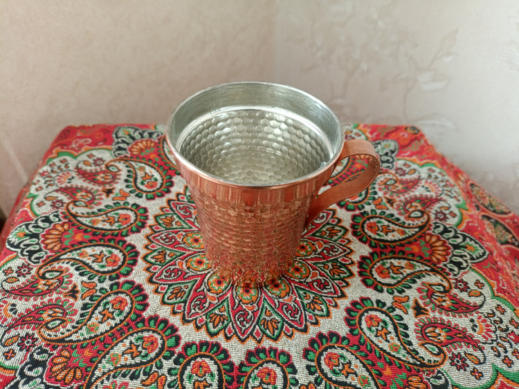 لیوان مسی چکشی با قلعکاری داخل و روکش نانو دستساز زنجان