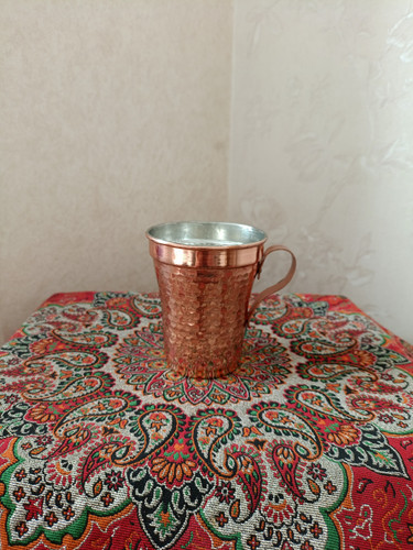 لیوان مسی چکشی با قلعکاری داخل و روکش نانو دستساز زنجان