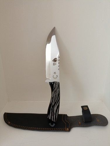 چاقوی شکاری دنده ای استیل غلافدار دست ساز زنجان