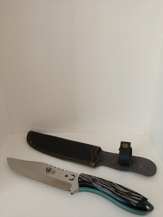 چاقوی شکاری دنده ای استیل غلافدار دست ساز زنجان