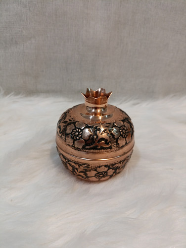 قندان مسی سیاه قلم طرح انار