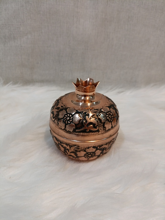 قندان مسی سیاه قلم طرح انار